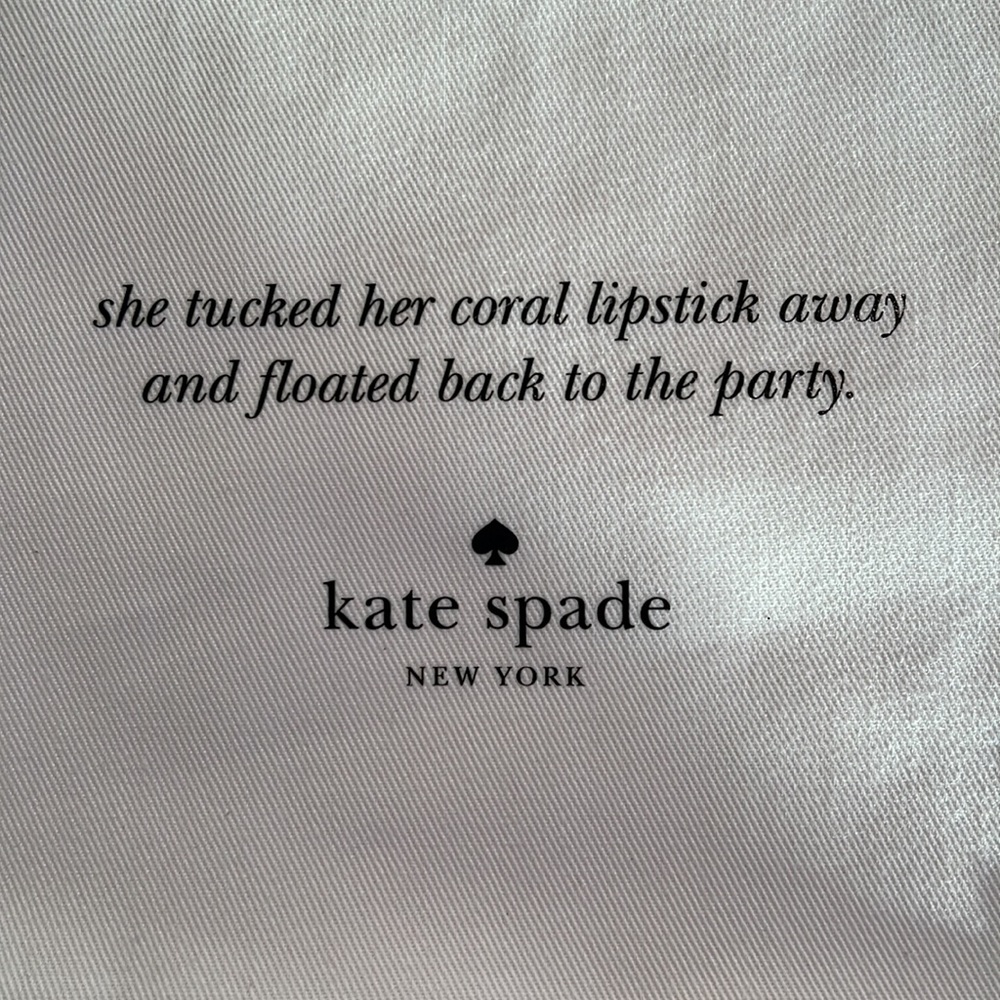 kate spade ♠️ Dust/Protector Handbag Cover. White twill fabric/black font. HTF